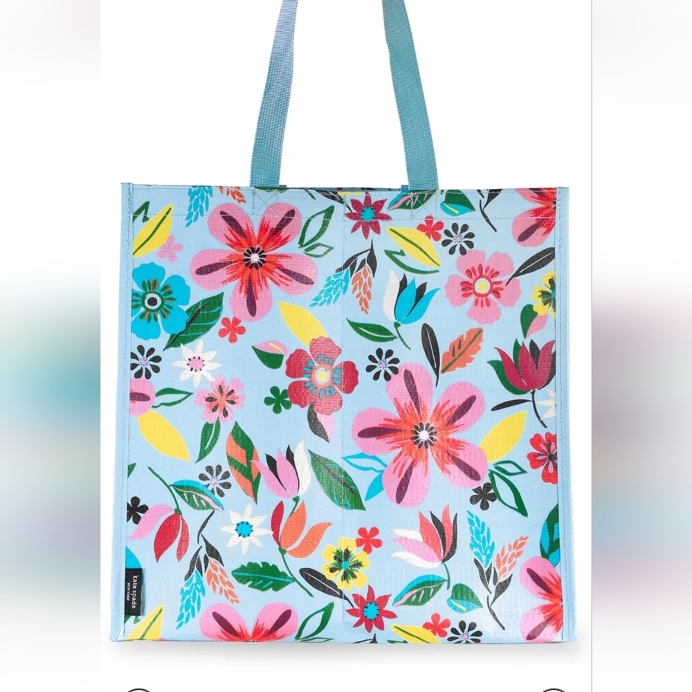 NWT Kate Spade Blue Floral Tote Bag Safari Floral Grocery Bag Tote